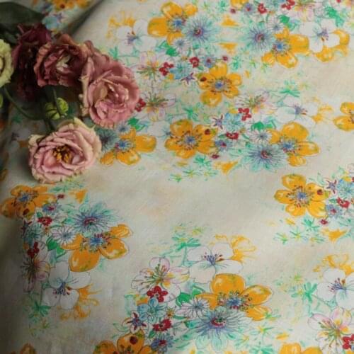 High Quality Natural Pure Ramie Linens Cloth Digital Printing Fabric Summer Thin Chinese Style Robe Dress Tissu Diy Sewing DIY