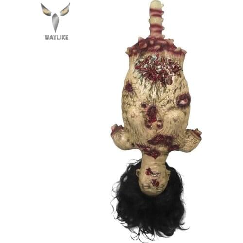 WAYLIKE Latex Props Halloween Party Limbless Hanging Half Body Corpse Haunted House Decorations