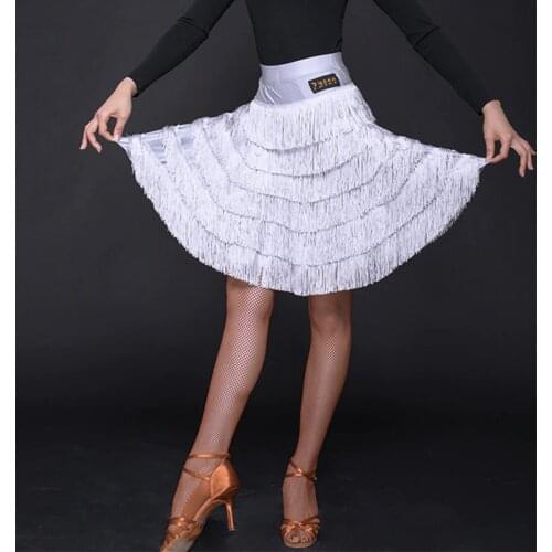 Latin Dance Skirt Women Six-Layer Tassel Skirts Rumba Cha Cha Samba Tango Dancing Clothes Adult Practice Show Wear Ladies DN3621