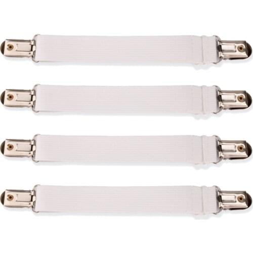 Black White Set of 4 Bed Mattress Sheet Clips Grippers Straps Fasteners Holder