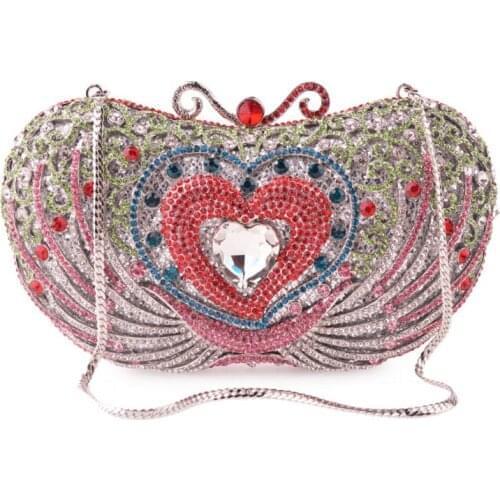 Female heart shape Evening Clutch Bag Women Wedding Diamond Rhinestone Chain Handbags Fashion Ladies Crystal Handbags Party Bags