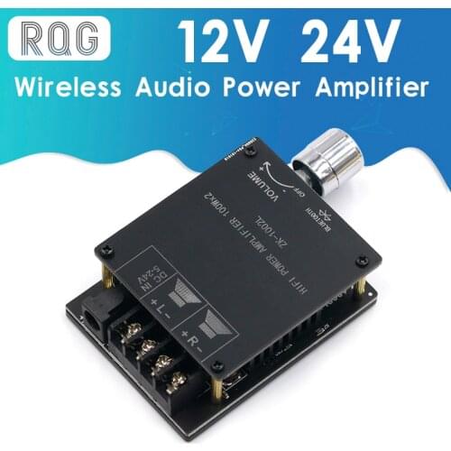 ZK-1002L 100WX2 Mini Bluetooth 5.0 Wireless Audio Power Digital Amplifier Board Stereo Amp DC 12V 24V