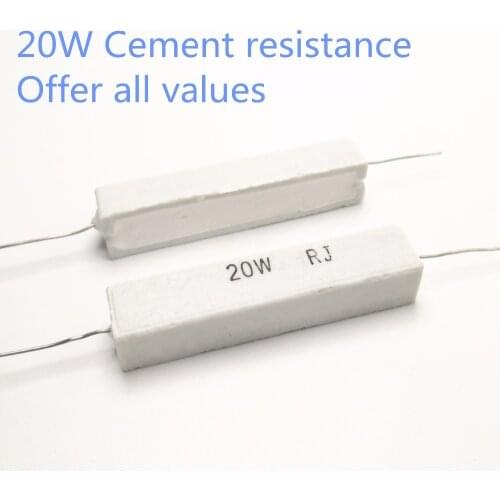 1pcs 20W 20 22 24 27 30 33 36 39 47 ohm 20R 22R 24R 27R 30R 33R 36R 39R 47R Ceramic Cement Power Resistance Resistor 20W 5