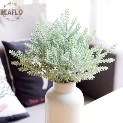 1PC Vivid Artificial Flowers Fake Plant Antler Shape Leaves flocking Party Wedding Home Decorative 33cm length