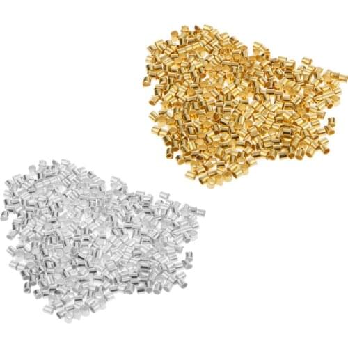 1200pcs Crimp Tube Tip Caps Metal End Beads For DIY Jewelry 1.5 X 1.5mm