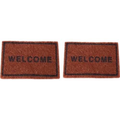 2 Pieces 1/12 Scale Mini Brown Floor Rug Cover for Dollhouse Miniature Decoration
