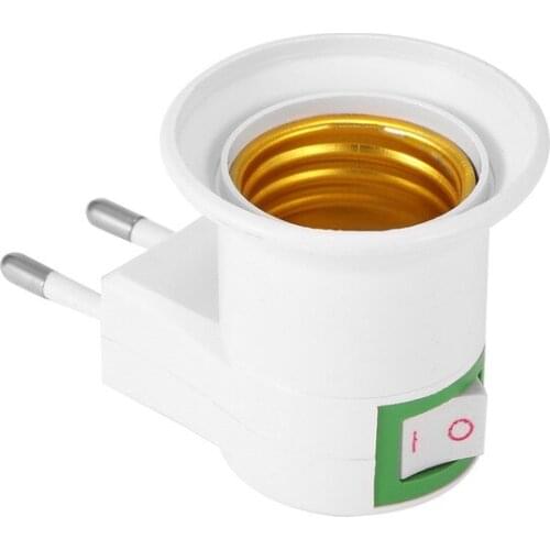 2pcs/lot E27 LED light Male Sochet Base type to AC Power 220V EU Plug lamp Holder Bulb Adapter Converter + ON/OFF Button Switch