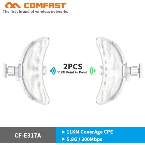 2PCS Point to point 11KM AR9344 5.8G 300Mbps Outdoor Wifi CPE Wireless bridge WiFi Repeater Extender POE Router AP 24dBi antenna