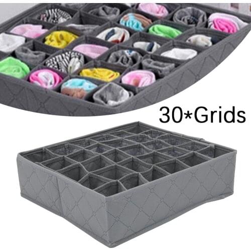 30 Grids Organizer Box AA Foldable Underwear Drawer Organizers Dividers Closet Dresser Clothes Storage Box Bras Scarves Socks