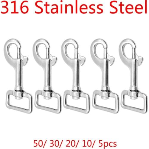 316 Stainless Steel 60/ 66/ 73mm Square Eye Swivel Bolt Snap Hook Diving Clip Rigging Hardware Kit 50/ 30/ 20/ 10/ 5pcs
