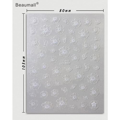 3D White Nails Art Manicure Back Glue Decal Decorations Nail Sticker For Nails Tips Beauty