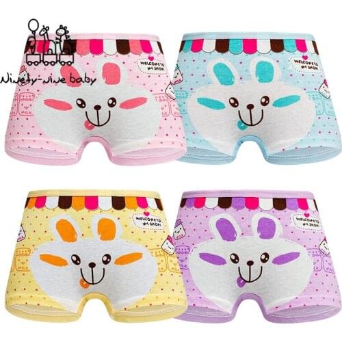 4Pcs/lot Baby Girls Cotton Panties Lovely Cartoon Baby Rabbit Print Boxer Underpants Girls Kids Underwear Girls Safety Panties