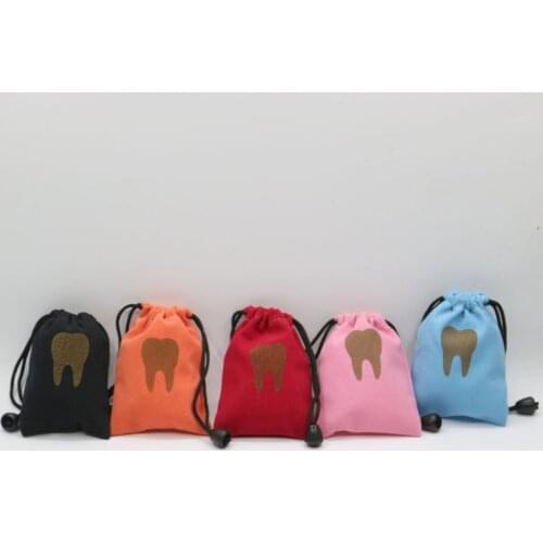 5pcs Dental clinic gift Deciduous teeth bag baby primary teeth case milk teeth bag Tooth Gold Logo bag
