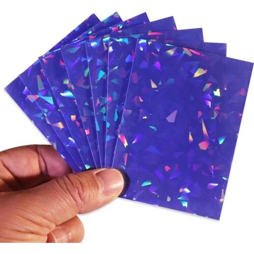 66X91mm Matte Broken Gemstone Glass Holographic Blue Cards Sleeves,Foil Cards Protector Trading Cards Shield Magic Laser Cover