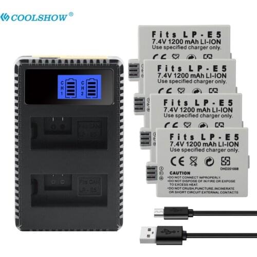 LP-E5 Battery For CANON EOS Kiss X3 X2, Kiss F Rebel T1i Rebel XS XSi 450D 500D 1000D LP-E5 Camera 1200mAh LPE5 Batteries