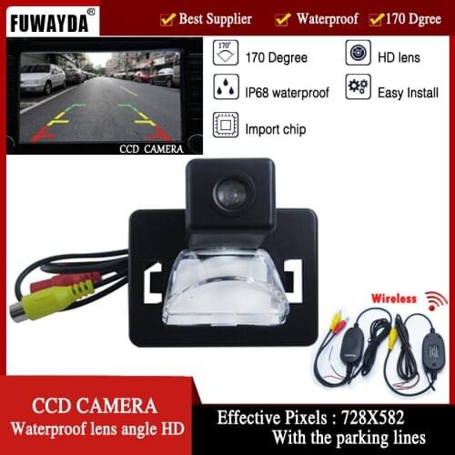 FUWAYDA 2.4G wireless Car cameras Rear View Reverse camera parking assist Wide Angle Rearview Camera for Mazda 5 2005-2010 HD