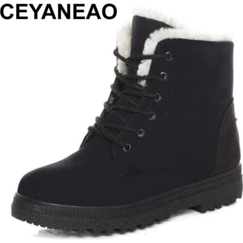 CEYANEAO warm winter boots with fur; The leader of sales in 2019; Martin winter boots; ankle boots on a flat platform