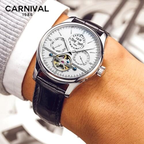 2021 CARNIVAL Men Watches Waterproof Automatic Mechanical Watch Relogio Luxury Brand Leather Strap Watch Automatic Male Clock