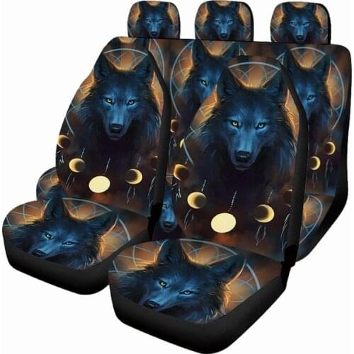 Aimaao Galaxy Wolf Printing Car Seat Cover Universal Starry Night Space Car Seat Protector Fit Most Car,SUV,Truck For Ford