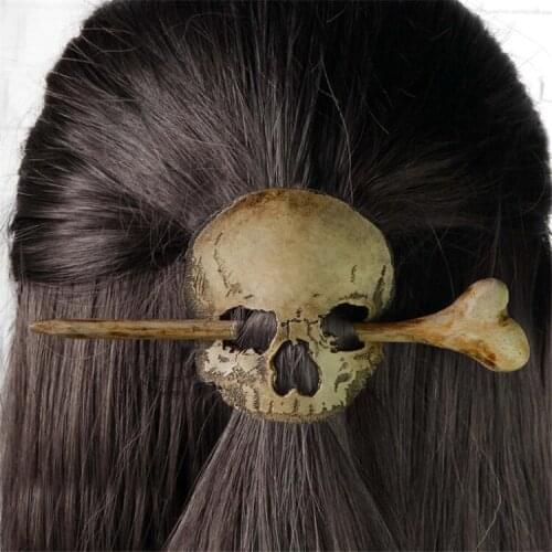 Dead moth / skull hairpin Halloween wooden retro decorative hairpin