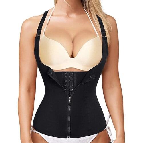 Women Waist Trainer Shapewear Waist Cincher Vest with Hook Zipper Adjustable Strap Hourglass Figure Body Shaper Tops Control