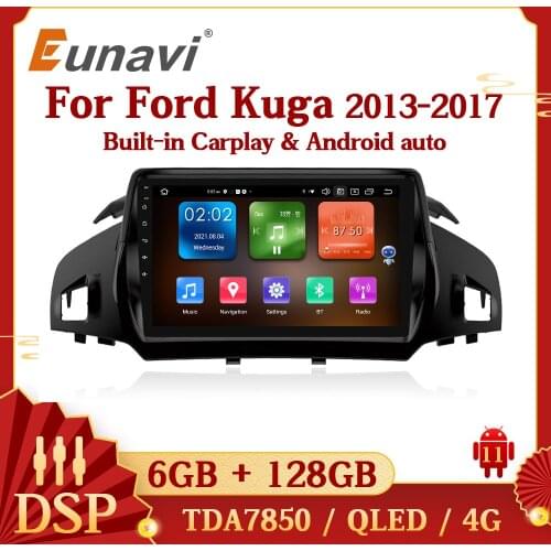 Eunavi 2 Din Android 10 Car Radio Multimedia Stereo Video Navigation GPS For Ford Kuga 2013-2017 2din headunit RDS WIFI