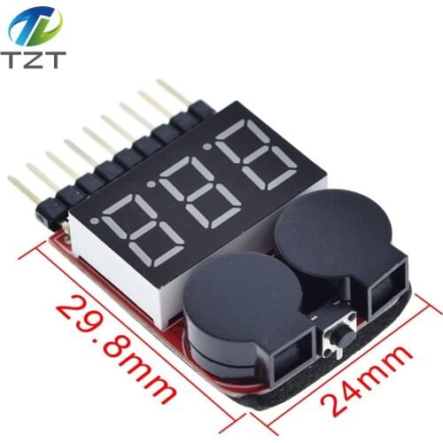 F00872 Lipo Battery Voltage Tester Volt Meter Indicator Checker Dual Speaker 1S-8S Low Voltage Buzzer Alarm 2in1 2S 3S 4S 8S
