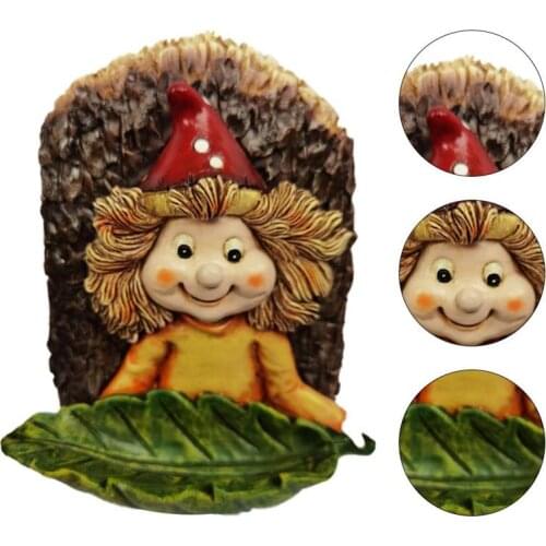 Resin Fairy Elf Leaf Seed Feeder Ornaments Display Mold Simulation Funny Gnome Miniature Dwarf Figurine Statue Garden Decor
