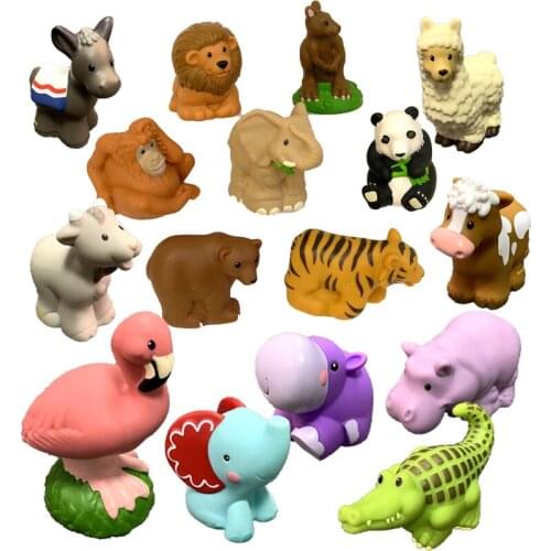 Random 5Pcs Fisher Little 2" Peope Zoo Farm Animals Figures Camel Puppy Dolphin Elephant Horse Figure Catoon Dolls Toy Kids Gift