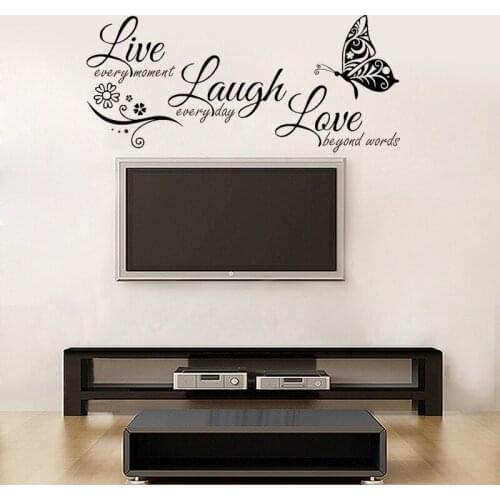 Love Butterfly Flower Wall Art Sticker Modern Wall Decals Quotes Vinyls Stickers Wall Stickers Home Decor Living Room