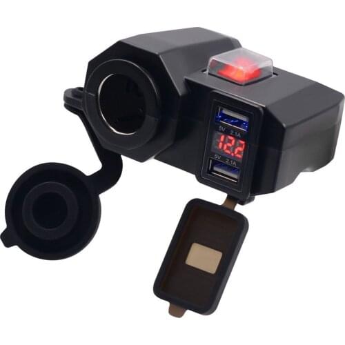 Multi-Function 12V Dual USB Port Charger Motorcycle USB Charger Motorbike Power Outlet Socket High Low Temperature Resistance