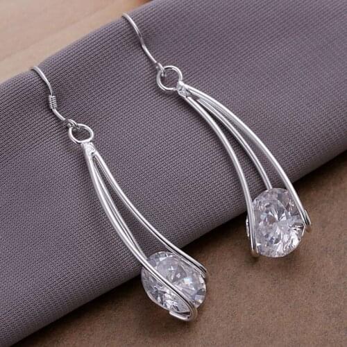 Fashion jewelry Earring For Women, Plated Earrings Zircon Earrings E164 /PEVXWZGA RUBQLGAQ silver color