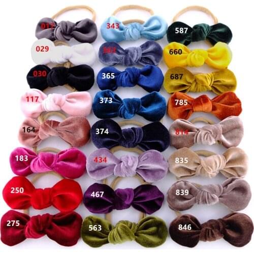 MengNa 24pc/lot 2021 New 4inch Velvet Bow Nylon Headband or Clip Cute Baby Girls Velvet Bows Hairpins Hairgrips Hair Accessories