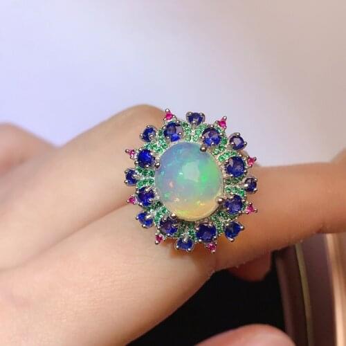 925 silver ring set rings for women flower jewelry ring luxury jewelry Opal