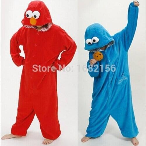 Kigurumi New Flannel Adult Cookie Monster Pajamas Disfraces For Unisex Sleepsuit Sleepwear Pyjamas Animal Onesie