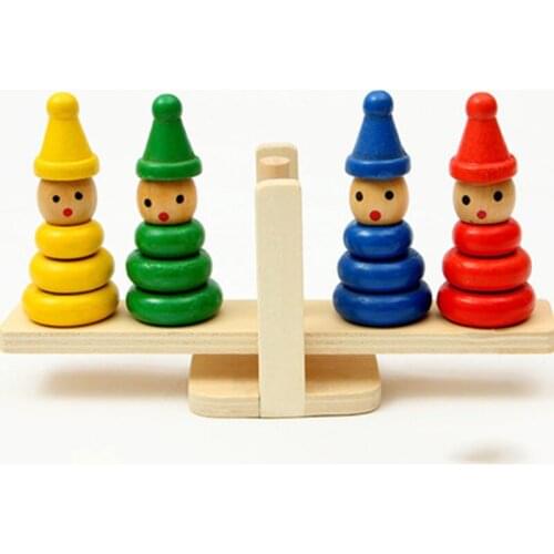 Math Match Game Board Toys Clown Stacker Match Balancing Scale Balance Game Kids Educational Toy