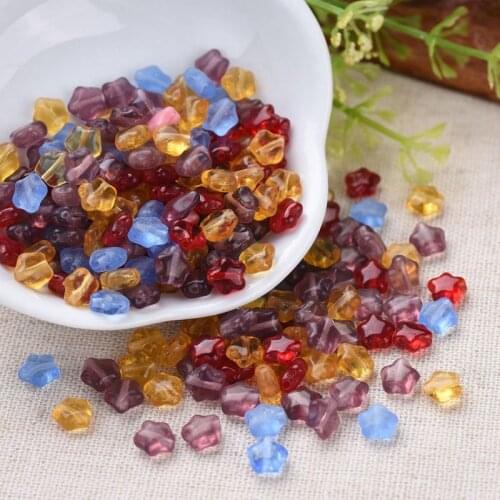 1Bag Czech Lampwork Beads Mixed Color Star Lampwork Glass Loose Bead for Jewelry Bracelet Necklace Making DIY Findings 6x6x3.5mm