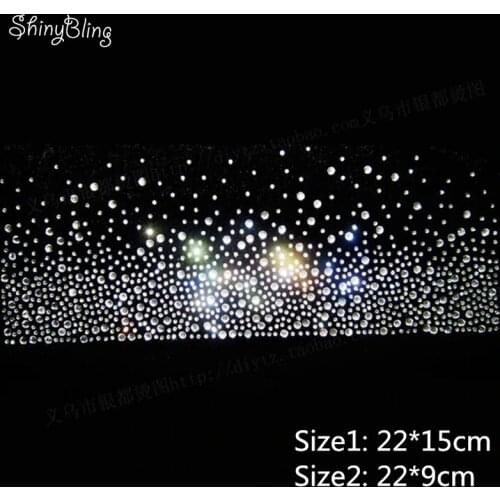 2pcs Hot Fix Rhinestones motif crystal pearl rhinestone hotfix Heat Transfer design iron on for the edge of dress scarf trousers