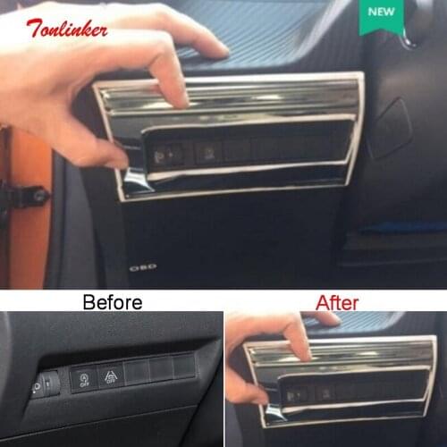 Tonlinker Interior Car Headlight Control Button Panel For Peugeot 2008 2020 Car styling 1 PCS Stainless steel Cover Stickers