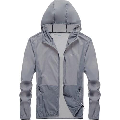 Plus Size Trench Coat Men Sun Protection Jacket Outdoor Long Sleeve Hooded Tops Windbreaker UV Protection Skin Coats New Arrive
