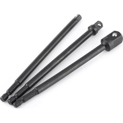 New 1/4" 3/8" 1/2" Extension Drill Bits Bar Hex Bit Set Power Tools Chrome Vanadium Steel Socket Adapter Wrench Hex Shank 150mm