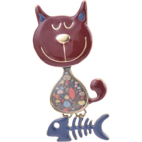Zlxgirl jewelry Luxury Brand Cute Kawaii Enamel Cat brooch jewelry for men Antique silver vintage pins brooches bags accessories