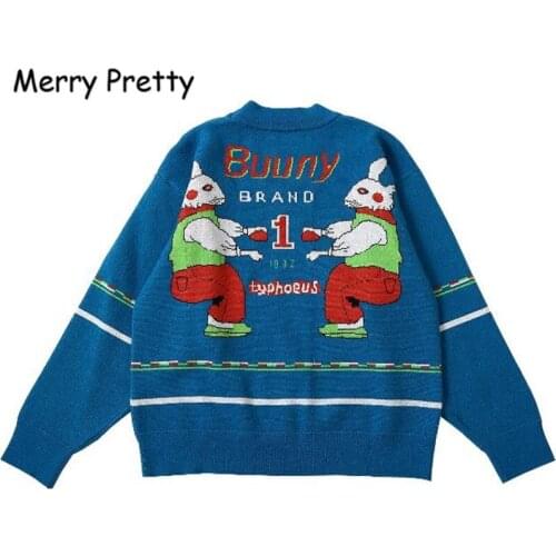 Merry Pretty Autumn Women Pullover Sweater Bunny Letters Thick Warm Knitted Pullovers Unique Design High Quality Winter Sweaters