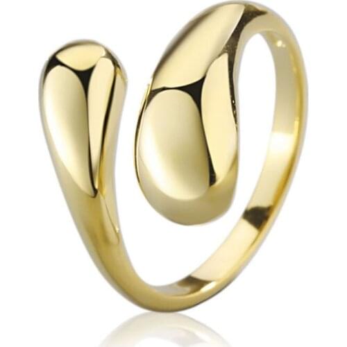 VENTFILLE 925 Sterling Silver Korean Rings For Women Water drop glossy ring INS Simple Handmade Opening Index Finger Fashion Je