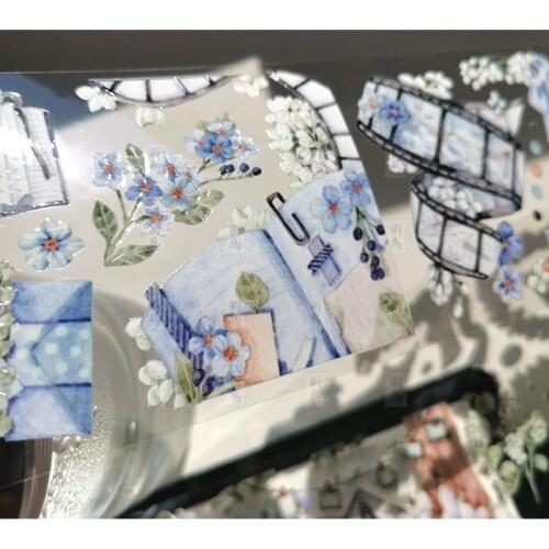 1 Loop 7.5 x 124cm Masking Tape Pet Shine Cultural Creative Journal Planner Paper Stage Special Oil Collage