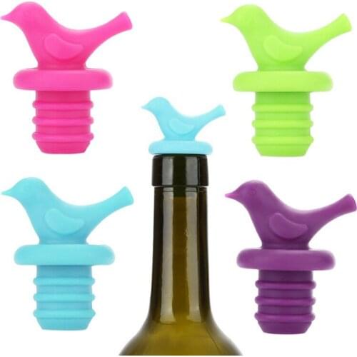 1PC Creative Bird Design Wine Stopper Silicone Wine Cork Stopper Wine Sealed to keep fresh Wine Bottle Stopper Kitchen Bar Tools