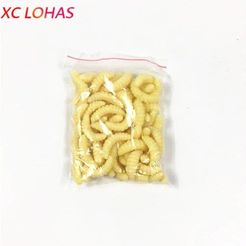 100pcs Soft Maggots Carp Fishing Lure Artificial Grub Worm Silicone Bait Freshwater Fishing Accessories 2cm 0.4g