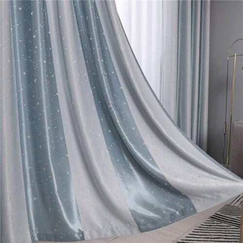 2021 Cationic Printing Curtain Star Moon Curtain Finished Custom Blackout Curtains for Living Dining Room Bedroom