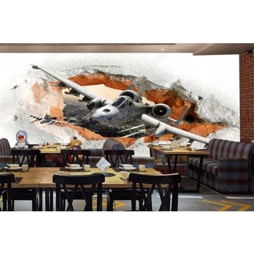 3d wallpaper custom photo mural Fighter missile breaks the wall home decor 3d wall murals wallpaper in the living room