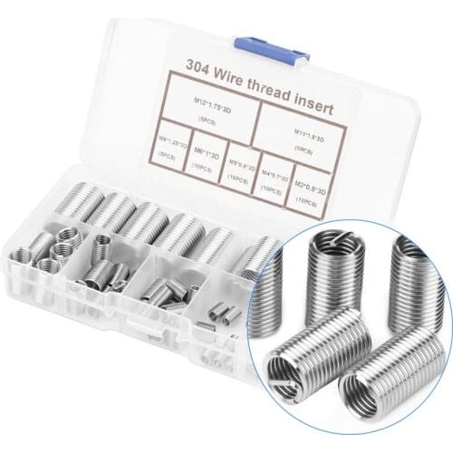55pcs / Sleeve M3-M12 thread sleeve SS304 steel thread sleeve classification sleeve fastener stainless steel tooth sleeve